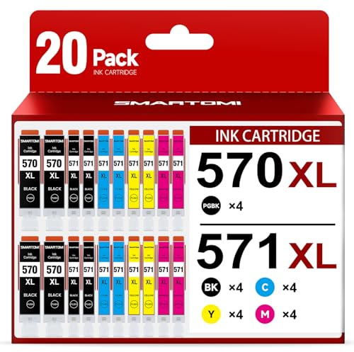 570 571 Druckerpatronen kompatible für Canon PGI-570 XL CLI-571 XL 20er-Pack für Pixma TS5050 MG5750 TS5055 TS5051 MG6850 TS5053 MG5753 MG5751 TS8050 MG7750 MG6853 MG6852 MG5700