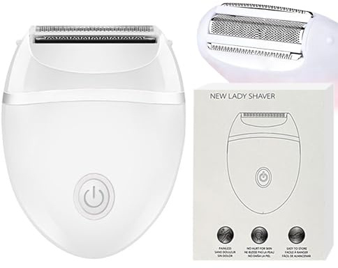 Lady Shaver 2.0, Damen Rasierer für Intimbereich, 3 in 1 Elektrischer Damenrasierer, Schmerzfreier Rasierer Bikini Trimmer, Abnehmbarer und waschbarer Kabelloser Rasierer für Körper, Beine (Weiß)