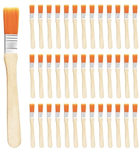 Lot de 40 pinceaux à colle avec manche en bois et nylon jaune brillant 1,27 cm pour nettoyer la poussière, les murs, les retouches, les armoires, les clôtures, les bords (11 mm)