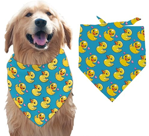 arricraft 1 Stück Süßes Haustier Hundehalstuch Blaues Dreieckiges Haustier Bandana Aus Baumwolle Mit Ente Und Tierherz Waschbar Schal Lätzchen Bedruckt Zubehör Hunde Foto Requisiten Häuptling