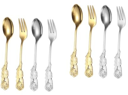 Garneck 2sets Elegant Forks Salads Forks Dessert Spoons Serving for and Restaurant Utensils