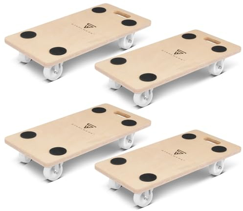 STAHLWERK Transportroller (TR-250 ST) 4 Stück, je 250 kg, 58 x 29 cm Fläche | Rollbrett mit abriebfesten Lenkrollen & Gummi-Pads, als Möbelroller für Möbeltransport und Tischtransportwagen
