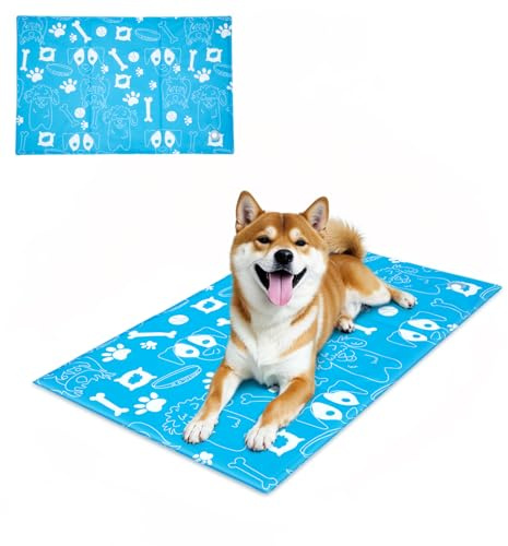 Ownpets 100x60CM große Kühlmatte für Hunde/Katzen, Kühlkissen, Kühl Hundedecke, Wassergefüllte, auslaufsichere Eisunterlage aus robustem Oxford-Stoff, L