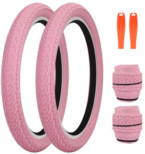 ZUKKA 20 x 2,35 Fahrradreifen 1/2 Pack 50,8 cm x 2,35 BMX-Fahrrad-Reifen, klappbarer Ersatzreifen für MTB, Mountainbike, BMX, Pendlerfahrrad, Rosa, 2 Stück