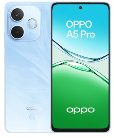 OPPO A5 Pro Smartphone, Foto AI 50MP, Frontale 8MP, Display 6.67” 90HZ LCD HD+, 5800mAh, RAM 8(Esp4GB/6GB/8GB)+ROM 256GB (esp1TB), IP69, Feather Blue