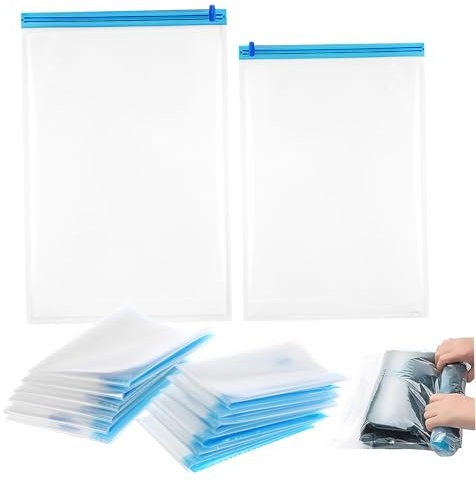 Vaguelly 12pezzi Sacchetti Compressione Da Viaggio Strisce Tenuta Bifacciali Per Sigillatrice Sottovuoto Organizer Per Imballaggio Viaggi in Confezione