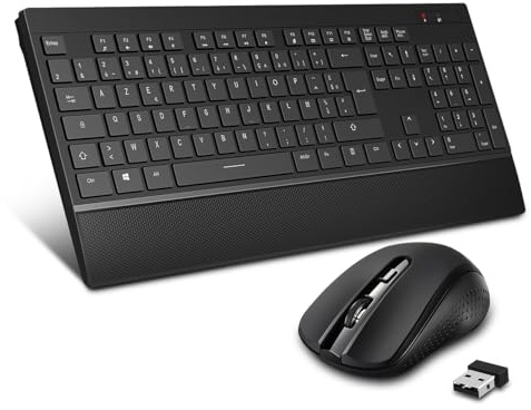 Dacoity Ensemble Clavier Souris sans Fil, Connexion sans Fil 2.4g, Touches Ultra-Minces avec Support De Poignet, Boutons Multimédia pour Windows/Mac