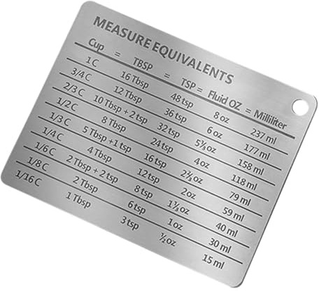 PartyKindom 304 Stainless Steel Kitchen Conversion Chart Magnetic Backing Measurement Conversion for Cups Tablespoons Teaspoons Centimeter to Inch for Home Cooking and Baking Random Color