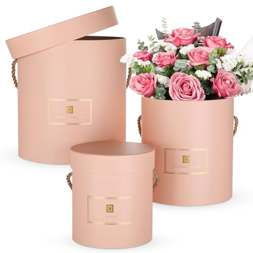 3er Set Aufbewahrungsbox Geschenkbox mit Deckel Geschenkschachtel Karton | Geschenkboxen Round aus Karton Geschenkkarton für Hochzeit Geburtstag Geschenkverpackung Muttertagsgeschenk