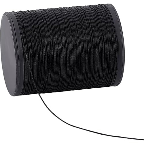 PH PandaHall 0.45mm Natural Linen Waxed Cord, 218 Yards Wax Cord Twine Beading Cords Black Waxed Beading String Thread for Bookbingding Leather Sewing Dreamcatcher Jewellery Macrame Project