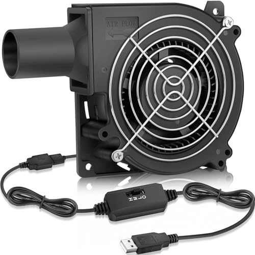 GDSTIME 120mm x 32mm USB Blower Fan with Speed Control, Mini 5V DC Brushless Centrifugal BBQ Fan Air Blower for Smoker