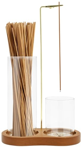 Incense Holder for Sticks, Upside Down Wooden Incense Burner with Glass Ash Catcher, Mess-Free Agarbatti Stand with Storage Jar for Yoga Spa Madiation and Home Relaxation