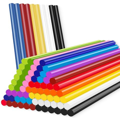 All Temperature Colorful Hot Melt Glue Sticks, 0.27×3.94 Inch 100-Count Clear Strong Bond for High & Low Temp Glue Guns, Crafts DIY, Wood, Fabric, Metal, Plastic, Ceramics