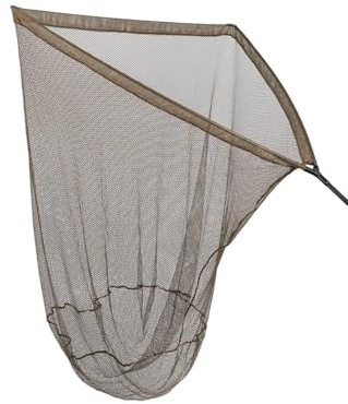 Fox EOS-X 6ft 42 | Carp Fishing Landing Net | Matt Black Carbon Handle to Reduce Flex | Die-Cast Aluminium Spreader Block | Shallow 70cm Soft Olive Green Mesh | Net Bag | Code CLN066