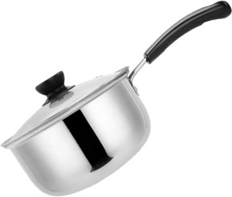 SOLUSTRE Cazo Pequeño de Acero Inoxidable para Cocina Antiadherente con Mango Resistente al Calor para Hervir Leche Sopas y Fideos Cocinas de Inducción y Gas