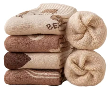 Yolhloy Chaussettes Chaudes en Coton pour Enfants Garçons Filles Chaussettes Hiver Épaisse Thermiques Socquettes Douces, 5 Paires