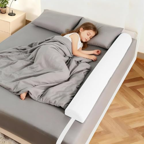 DUJUIKE Säkerhetsbarriär för barnsäng, skumskydd, bärbart räcke för spädbarn och äldre, lätt sängstötfångare, fallskydd (vit, 1-pack (105 cm))