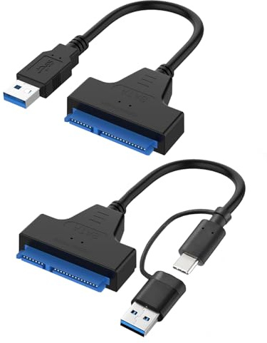 Benaewa 2 Pcs USB 3.0 to SATA Cable Adapter, Recovery High-speed Data Transfer for 2.5 inch SSD/HDD, Portable Double Head Type-C/USB 3.0 for 2.5 inch, 3.5 inch External Solid Drives
