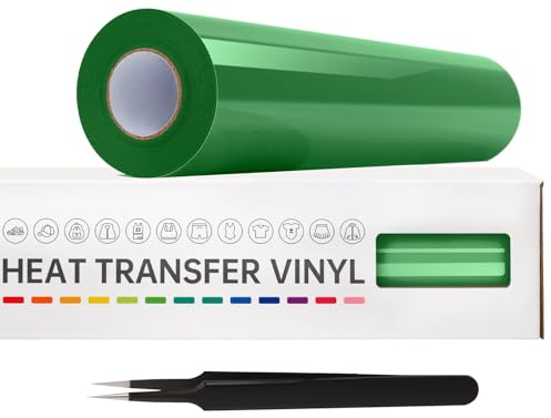 VinylRus Heat Transfer Vinyl-12” x 20ft Grass Green Iron on Vinyl Roll for Shirts, HTV Vinyl for Silhouette Cameo,Easy to Cut & Weed