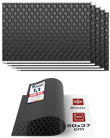 HASKYY 2 mm aluminiumbutylplattor 1,11 m² 500 x 370 mm 6 x svart antidrön, isoleringsmatta självhäftande bilisolering – bil bullerskydd, ljudisolering och ljudisolering