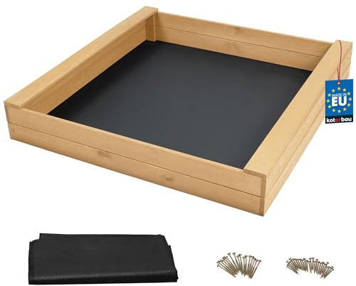 KOTARBAU® Sandkasten mit Sitzbank, 120 x 120 cm, Sandkiste aus Holz,