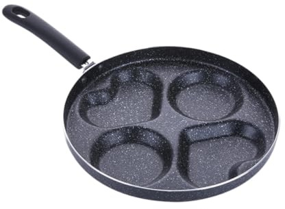 HEALLILY Pancake Steak Pan Heart-Shaped Non-Stick Four-Hole Aluminum with Energy Saving Coating for Breakfast Cooking