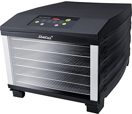 Deshidratador electrónico Steba con 6 grandes superficies de deshidratación de 37 x 30 cm, incl. alfombrilla para hierbas. Para secar y conservar fruta, verdura, hierbas y mucho más. ED 6.
