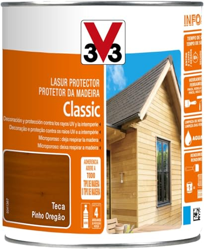 V33 Protector Decorativo De La Madera Classic Satinado Teca 5L