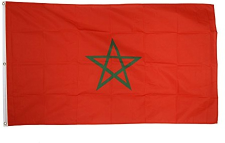 Flaggenfritze® Drapeau du Maroc - 150 x 250 cm - Grand format - Drapeau national marocain - Avec 3 œillets en métal - Pour les milles de fan, mât et jours d'événements + autocollant gratuit