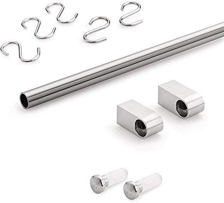 Gedotec Design Küchenreling Chrom Relingsystem Küche | verchromt poliert | Reling-Set Länge 600 mm | Reling-System mit 5 S-Haken mit Befestigungsmaterial | 1 Komplett-Set - Küchenleiste aus Metall