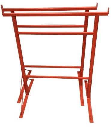 HILL TOP FABRICATIONS LTD - 2 x Builders Trestles Size NO.3, Adjust from 1.0m - 1.8m (Trestle Band Stands) SWL 400kg Made in The UK - Powder Coated Orange for Hard-Wearing Finish. Ideal for Builders.