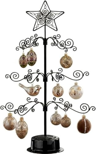HOHIYA Weihnachtsbaum Metall klein 60 cm Christbaum Dekorationen Weihnachtsbaumkugeln Schwarz