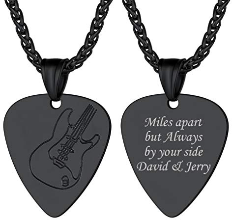 PROSTEEL Damen Herren Unisex Anhänger, Gitarre Charms Halskette 3mm breit Singapurkette für Musik Liebhaber Edelstahl/18k vergoldet/schwarz Metall plattiert