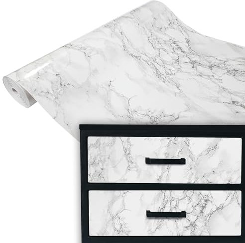 DecoMeister Klebefolie Möbel 45x100 cm | Selbstklebende Möbelfolie in Stein- und Marmoroptik | Klebefolie für Möbel ideal für Küche, Bad und DIY Projekte | Marmi Marmor Grau
