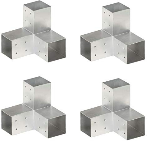 vidaXL 4x Pfostenverbinder Y-Form 3 Hülsen Balkenschuh Holzverbinder Eckverbinder Pfostenecke Balken Verbinder Feuerverzinkt Verzinktes Metall 81x81mm