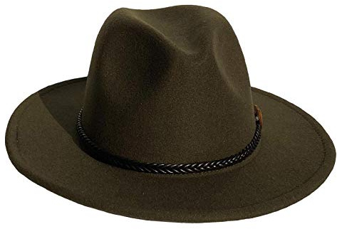 Xiang Ru Sombrero Fedora de Lana para Hombres y Mujeres Elegante de Ala Ancha Panamá Trilby Sombrero de Fieltro con Banda Gorra Vaquera de Jazz