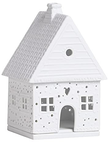 Räder Lichthaus Lebkuchen klein aus Porzellan unglasiert in der Farbe Weiß, Maße: 14 x 9 x 8,5 cm, 90318