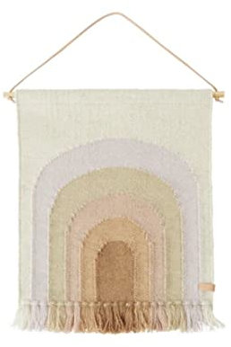 OYOY Mini Wandteppich Follow The Rainbow Mini Wall Rug - Wandbehang Kinderzimmer Deko in Lavender aus Wolle-Baumwolle-Mix mit Regenbogen Motiv - H:69 x B:55 cm - M107184