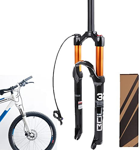 WZFANJIJ Fahrradgabel Doppelte Schulterkontrolle MTB Bergab Suspension Luftdruck Gerades Rohr Ultraleicht Aluminiumlegierung Stoßdämpfer Rebound Adjust,RemoteLockOut-27.5inch