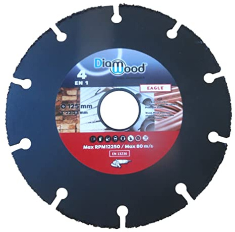 DIAMWOOD - Disque carbure multiusage - D. 125 mm × 22,23 mm × 1,8 mm - Bois, Plastique, Plâtre, Cuivre - EAGLE
