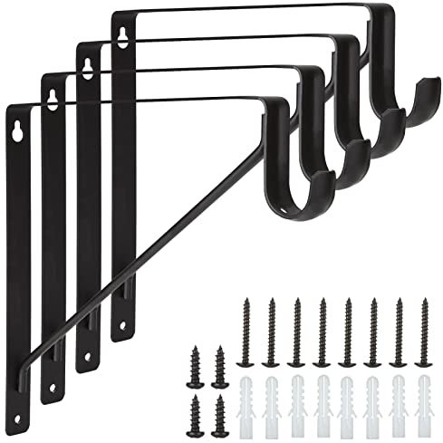 Batonca Equerres Etageres Murale, 4 Packs Supports Équerre D'étagère Fixation, capacité de charge de 150kg,Crochets pour étagères, Triangulaires de 90 Degrés en Métal Charge Lourde