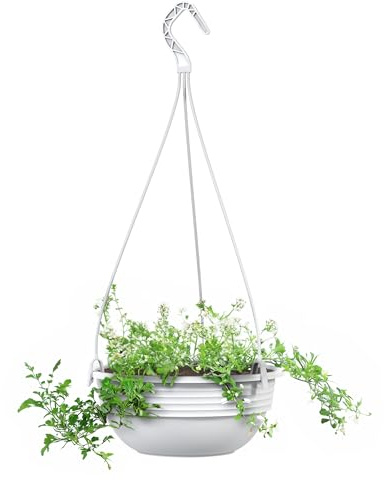 Plastard Blumenampel 45 cm Durchmesser Pflanzschale Farbe Weiß Kunststoff Blumenschale für Innen und Außen Deko Schale zum hängen witterungs- und frostbeständig