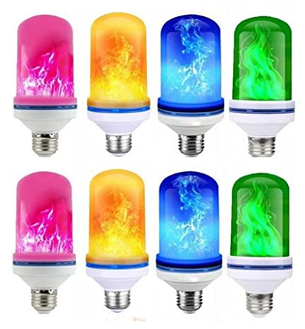 4-Pack [Upgraded] LED Flame Light Bulb, Flickering Light Bulbs with Upside Down Effect, E26/E27 Base Flame Bulb for Holiday ,Party, Indoor and Outdoor Home Decoration (Pink)