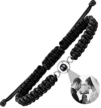 Nergaebe Personalisiertes Foto Armband mit Bild im Inneren Personalisiertes Fotoprojektions-Armband Türkis Kreis Foto-Armbänder im Inneren für Frauen/Männer/Paare/Freunde