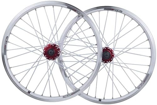 ZECHAO 20-Zoll-Vorder- und Hinterräder, faltbares Fahrrad Doppelwand-Legierungsrand Qr. Disc/Felgenbremse 32-Loch 8-10 Fahrrad-Radsatz Wheelset (Color : White, Size : 20inch)