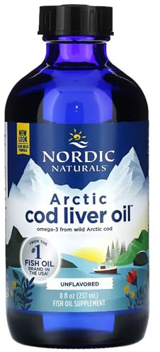 Nordic Naturals Arctic Cod Liver Oil, 1060mg Omega 3 Fish Oil Supplement/Cod Liver Oil Liquid, with EPA and DHA, 237ml, Flavourless, Soy Free, Gluten Free