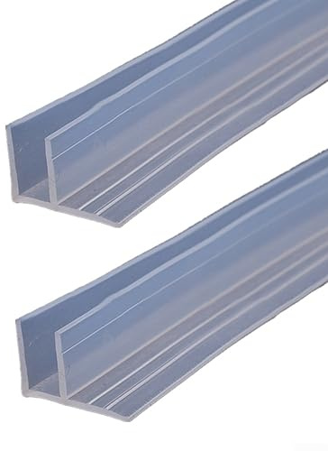 EpheyFIF 2PCS F Shape Shower Seal, Clear Bath Screen Seal Strip for Glass Thickness 6mm, Shower Tray Sealing Strip for Curved and Vertical Door