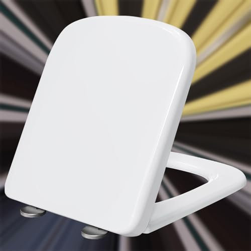 Premium Toilettendeckel Eckig Absenkautomatik Softclose Familien Klobrille Quick Release Easy-Clean-Funktion Klodeckel Top-Installation Abnehmbar,white-36 * 44cm