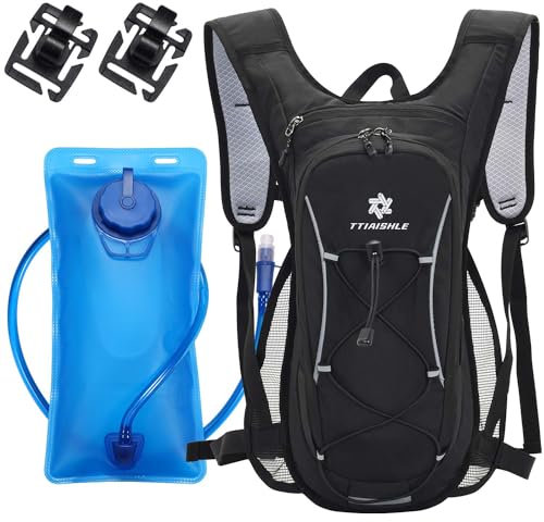 TTIAISHLE Hydration Pack Backpack with 2L BPA Free Water Bladder,Bike backpack for Cycling Running Hiking Climbing Camping Racing skiing (Black + Blue)