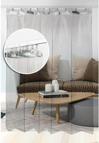 Kanduo JSY PVC-Streifenvorhang, Kunststoff-Türvorhang, 1,5 mm dick, transparent, weich, wärmeisoliert, Trennwand, Windschutzscheibe für Kühlraums, Lagertür (Color : Clear, Size : 1.35x2.3m)